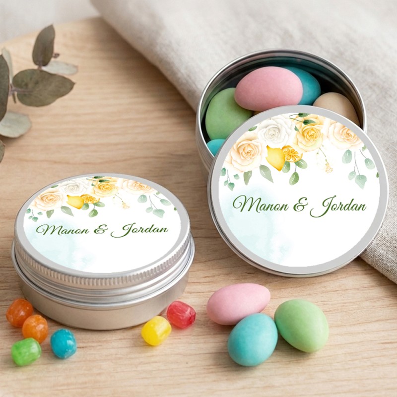 Boite à dragées personnalisée mariage - Boite à bonbons thème Citron