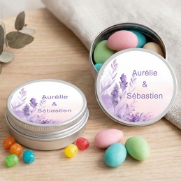 Boite à dragées personnalisée mariage - Boite à bonbons thème Lavande