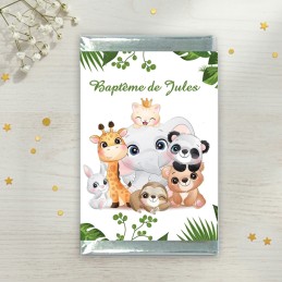 Carré de chocolat Baptême personnalisé - Chocolat savane prénom