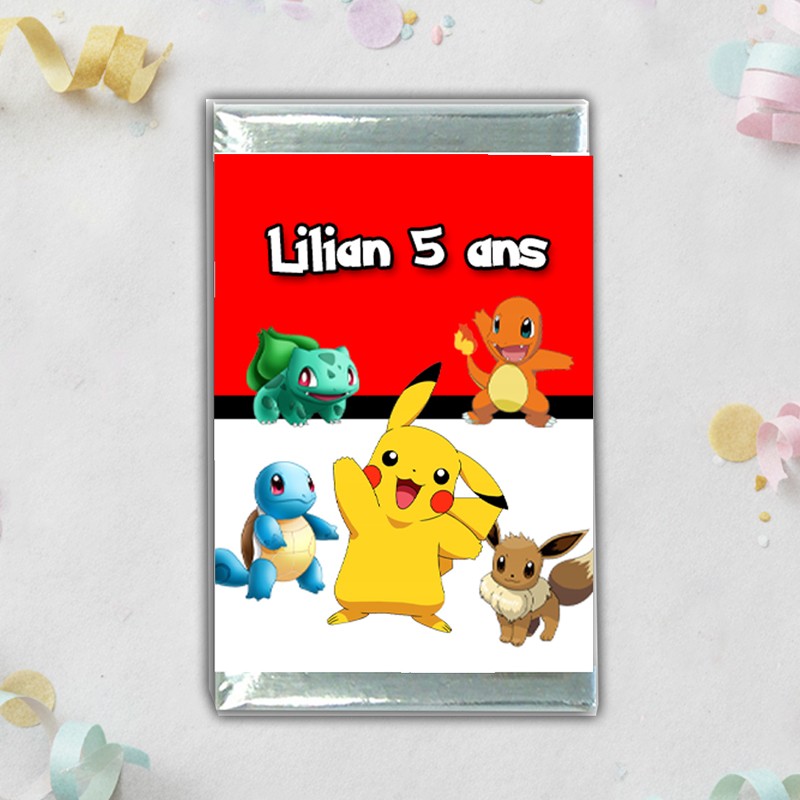 Carré de chocolat Pokemon personnalisé