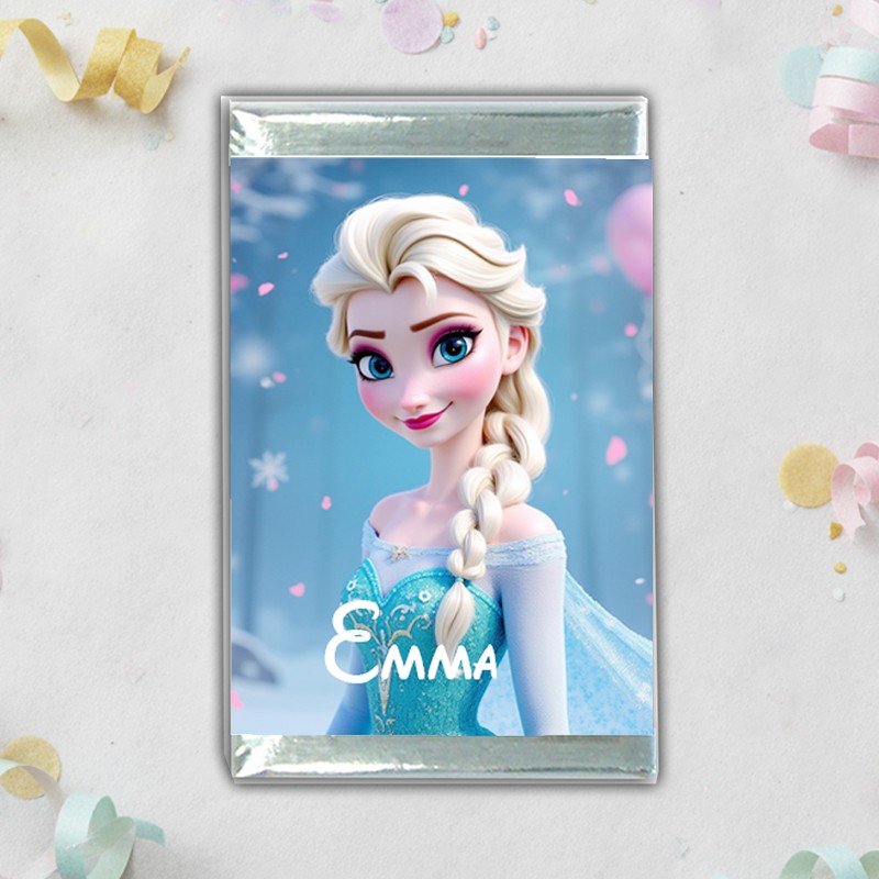 Carré de chocolat reine des neiges personnalisé