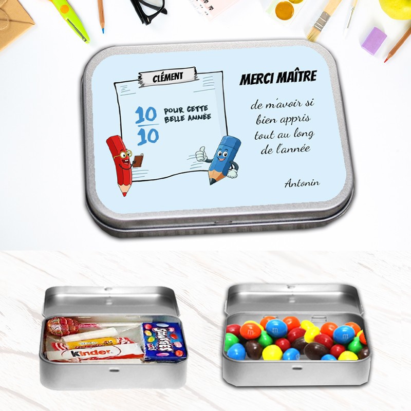 Boîte à bonbons personnalisée Maître - Cadeau fin d'année personnalisée
