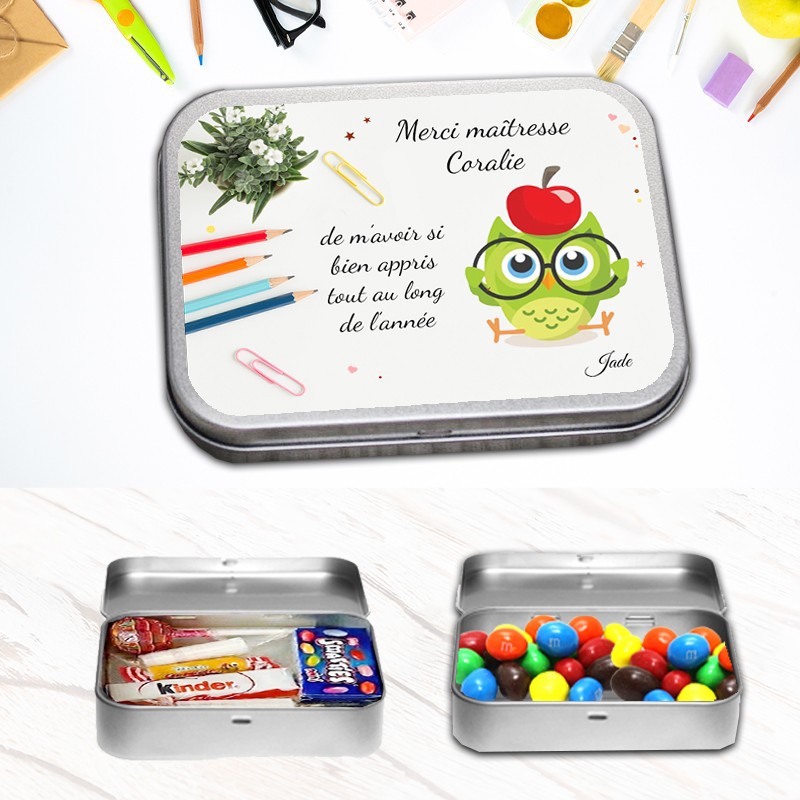 Boîte à bonbons personnalisée Maître - Cadeau fin d'année personnalisée