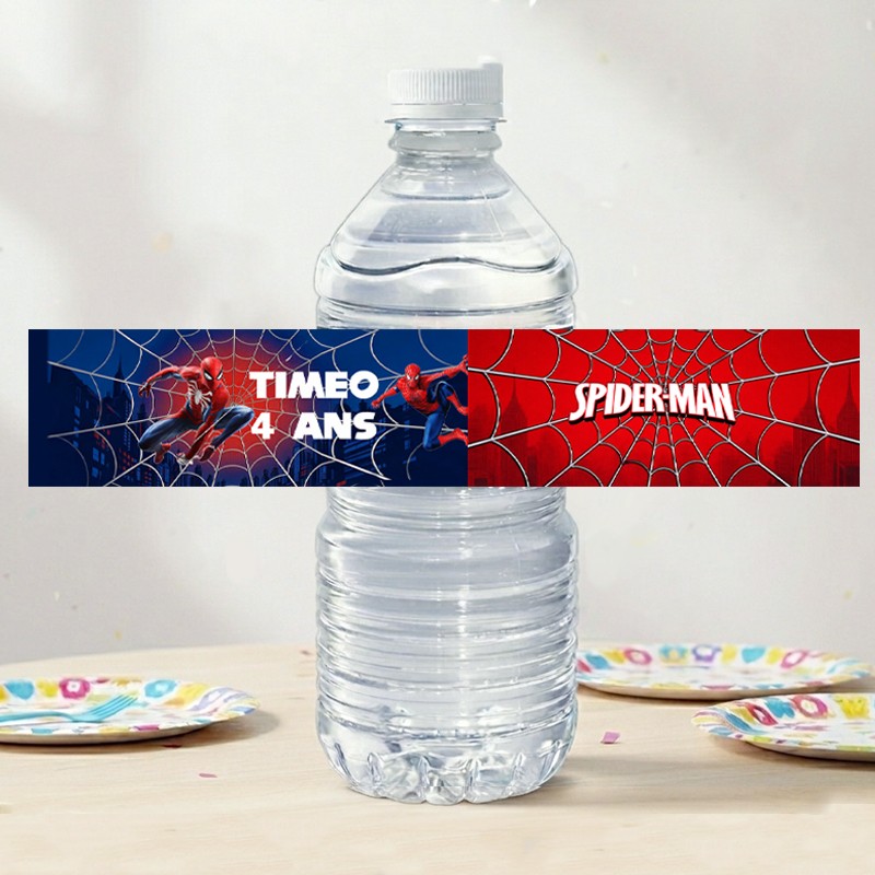 Etiquette bouteille d'eau personnalisée Spiderman