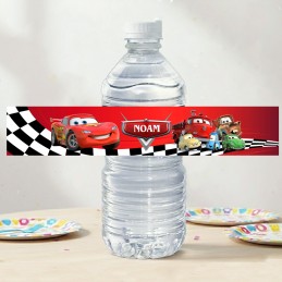 Etiquette bouteille d'eau personnalisée Cars