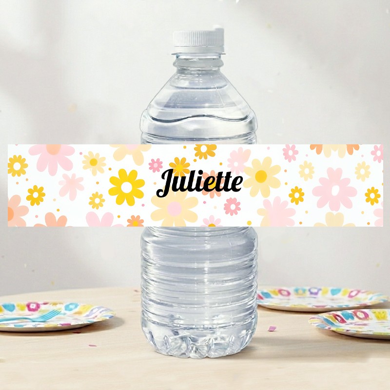 Etiquette bouteille d'eau personnalisée Marguerite