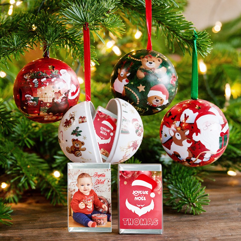Boule de Noël personnalisée - Chocolat personnalisé Noël