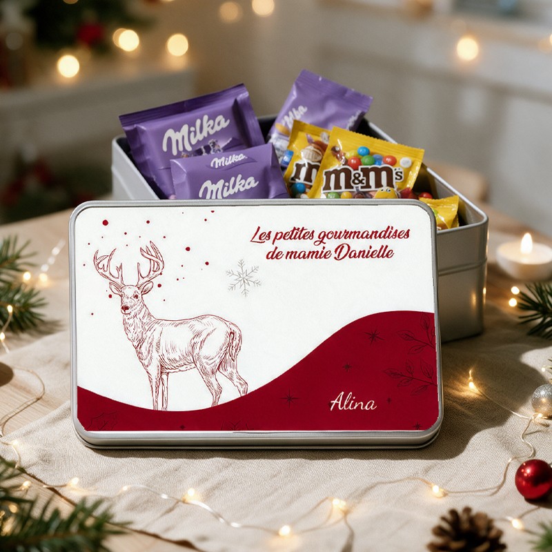 Boîte à bonbons personnalisée - renne Noël