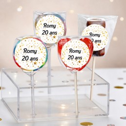 Sucette personnalisée paillettes or - Bonbon pour anniversaire