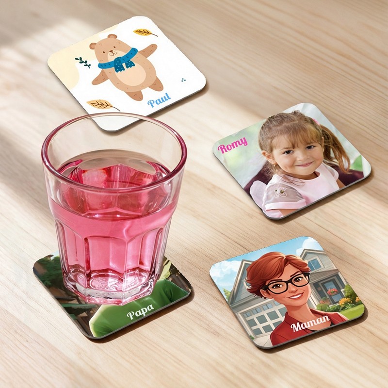 Sous verre personnalisé avec photo - Décoration mariage, baptême