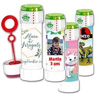 Tube bulle de savon baptême personnalisé